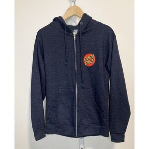 Santa Cruz SZ S Classic Dot Zip Up Hoodie in Navy EUC